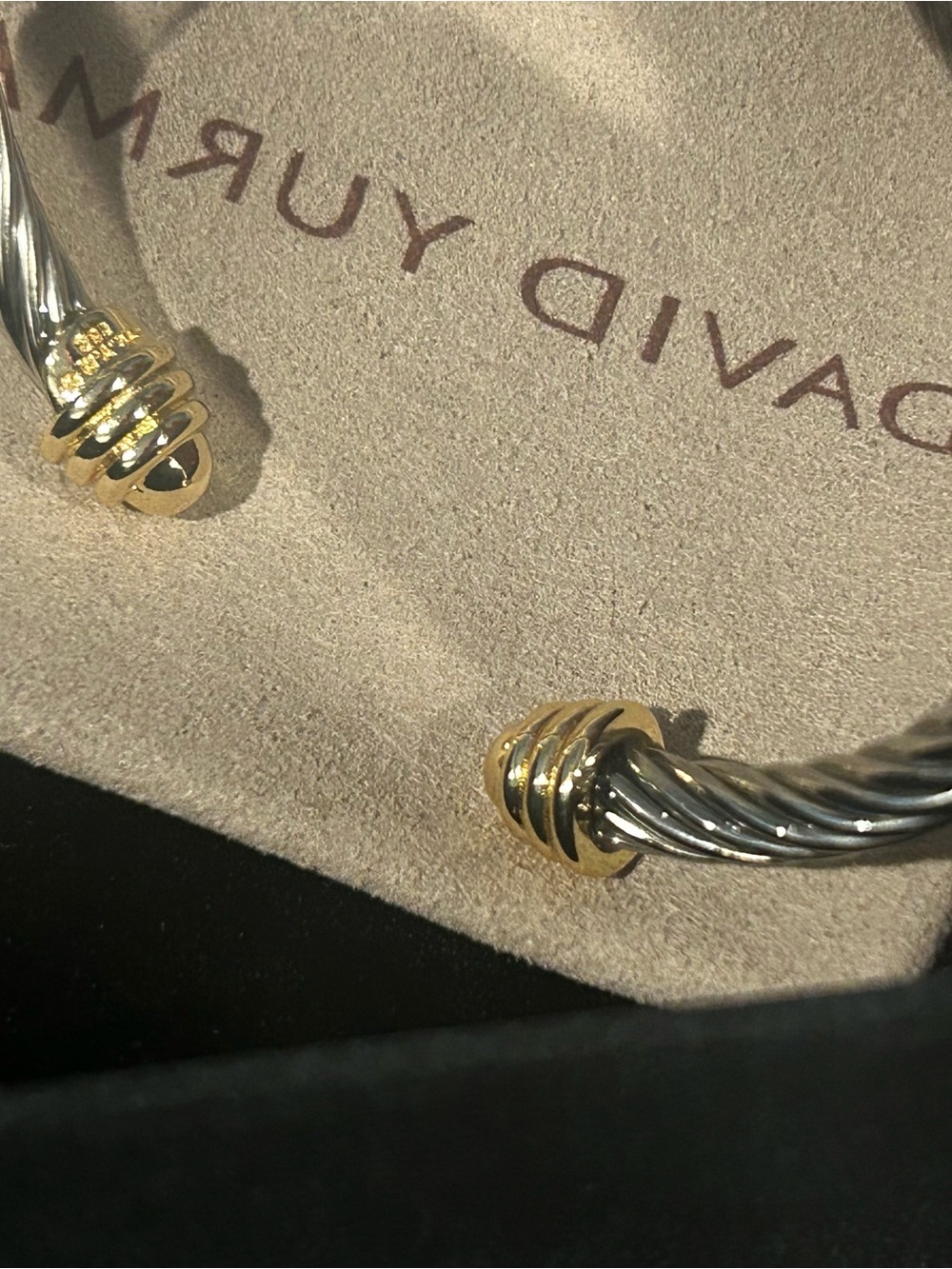 David Yurman Cable Open Cuff Bracelet in Silver and Gold Accents
